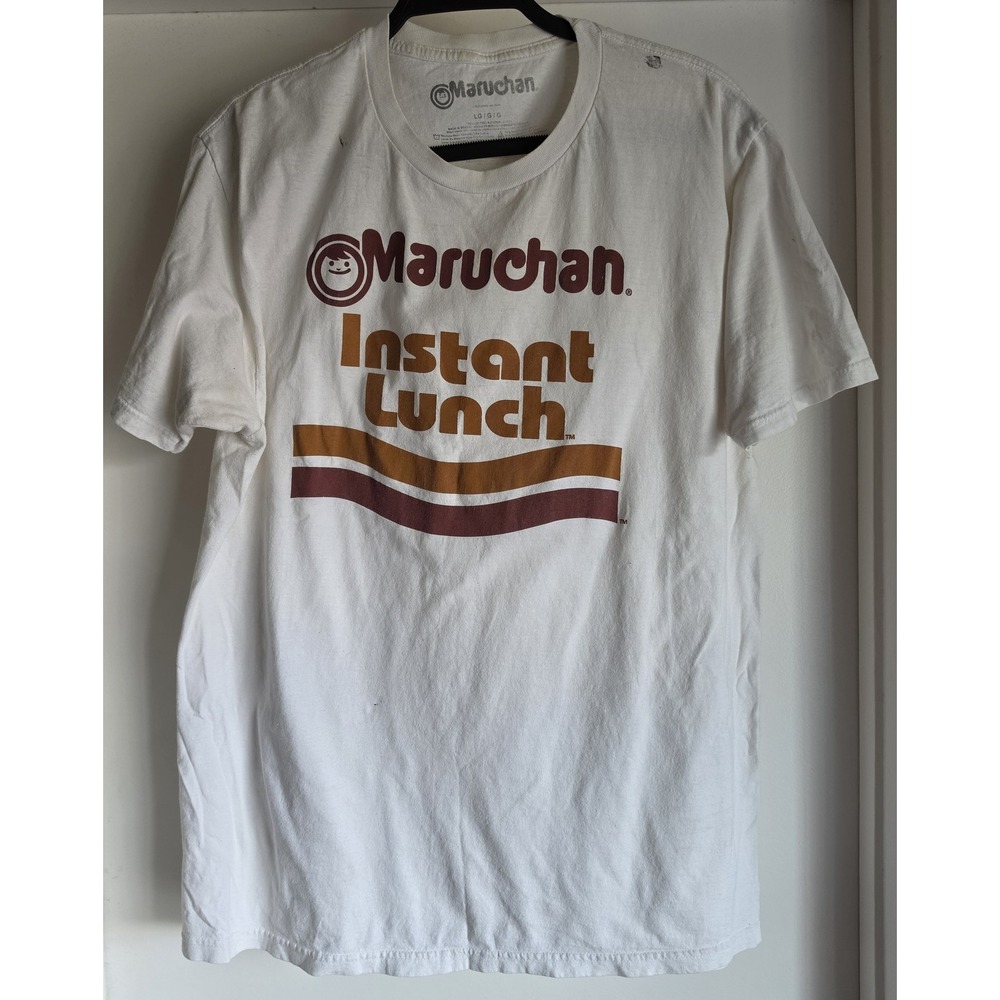 Maruchan Ramen T-Shirt Size L White Graphic Crew Neck Cotton Tee Unisex